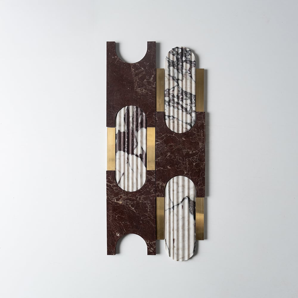 Cybrus Red Bordeaux Calacatta Viola Thin Fluted Brass