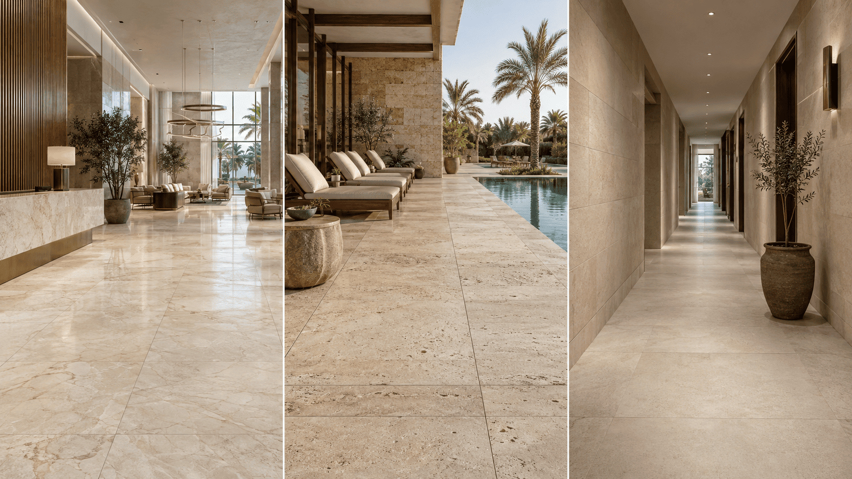 Marble, travertine and limestone applications in hotel projects