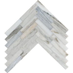 Skyline Honed Large Herringbone Marble Mosaics 32,7x21,8