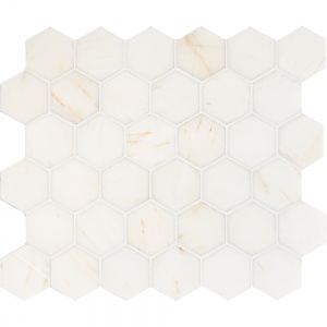 Calacatta Amber Honed Hexagon Marble Mosaics 26,5x31