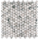 Calacatta Green Honed Penny Round Marble Mosaics 28,5x29,8