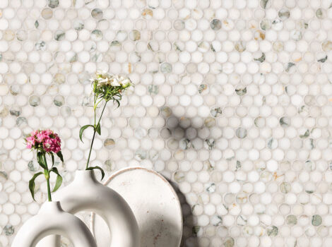 Calacatta Green Honed Penny Round Marble Mosaics 28,5x29,8