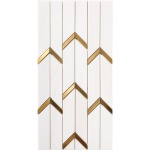 Gold Metal Brass Snow White Multi Finish Marble Arrow Mosaics 30,5x61