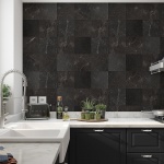 Iris Black Brushed Marble Tiles 20x20