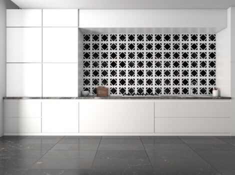 siyah beyaz mermer mutfak tasarımı