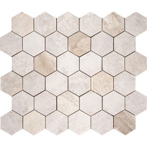 Diana Royal Honed & Leather Hexagon 50mm Marble Mosaics 26,5x31