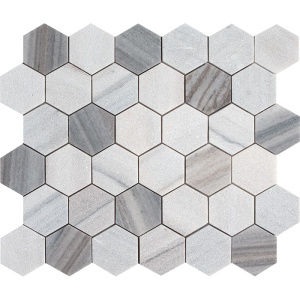 Skyline Honed & Leather Hexagon 50mm Marble Mosaics 26,5x31